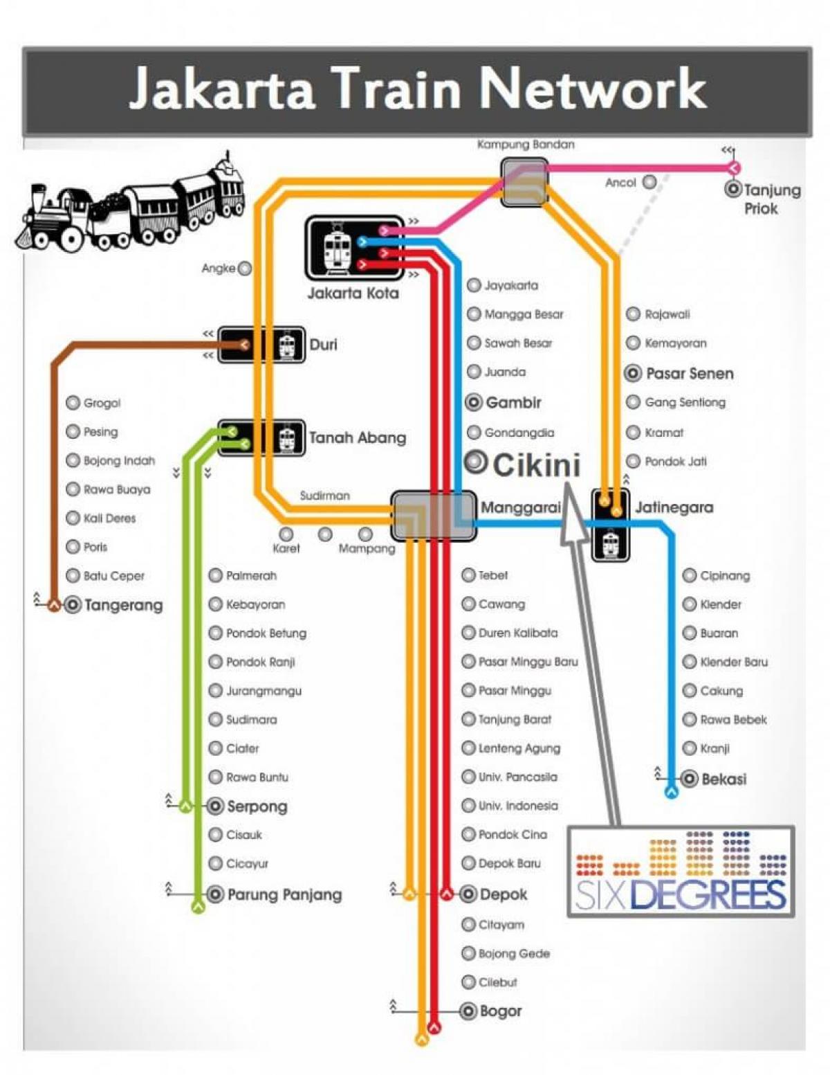mapa de Jakarta de l'estació de tren