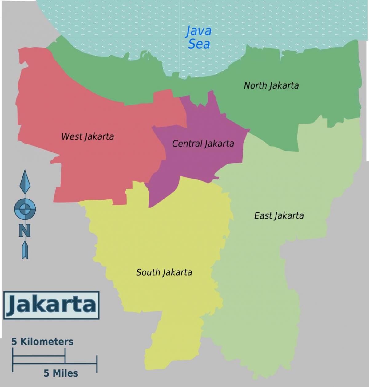 mapa de districtes de Jakarta