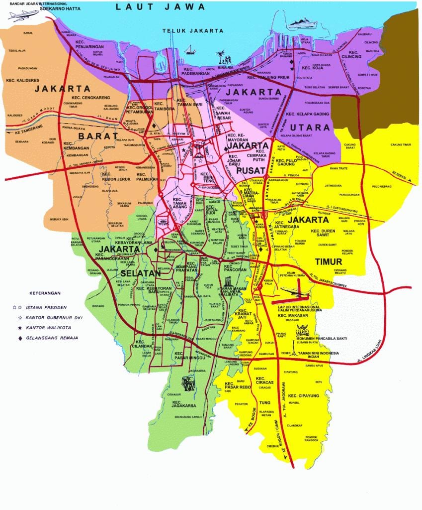 Jakarta atraccions turístiques mapa