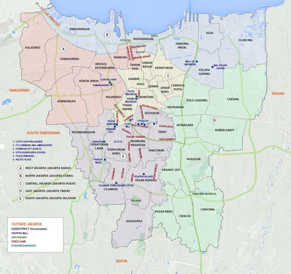 mapa de l'oest de Jakarta